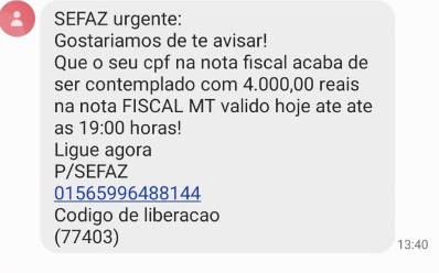 Programa Nota MT não informa premiação por SMS