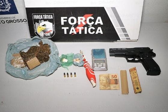 Jovem é preso e dois adolescentes apreendidos por tráfico de drogas em Nova Mutum