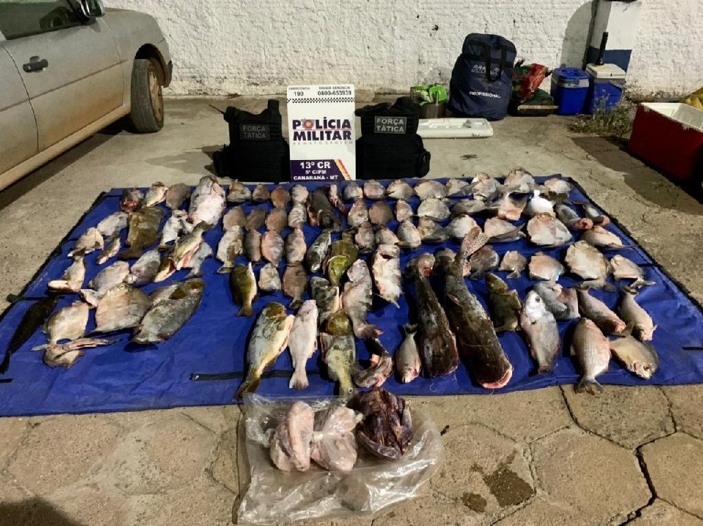 Força Tática prende três suspeitos com pescado ilegal e animais silvestres abatidos