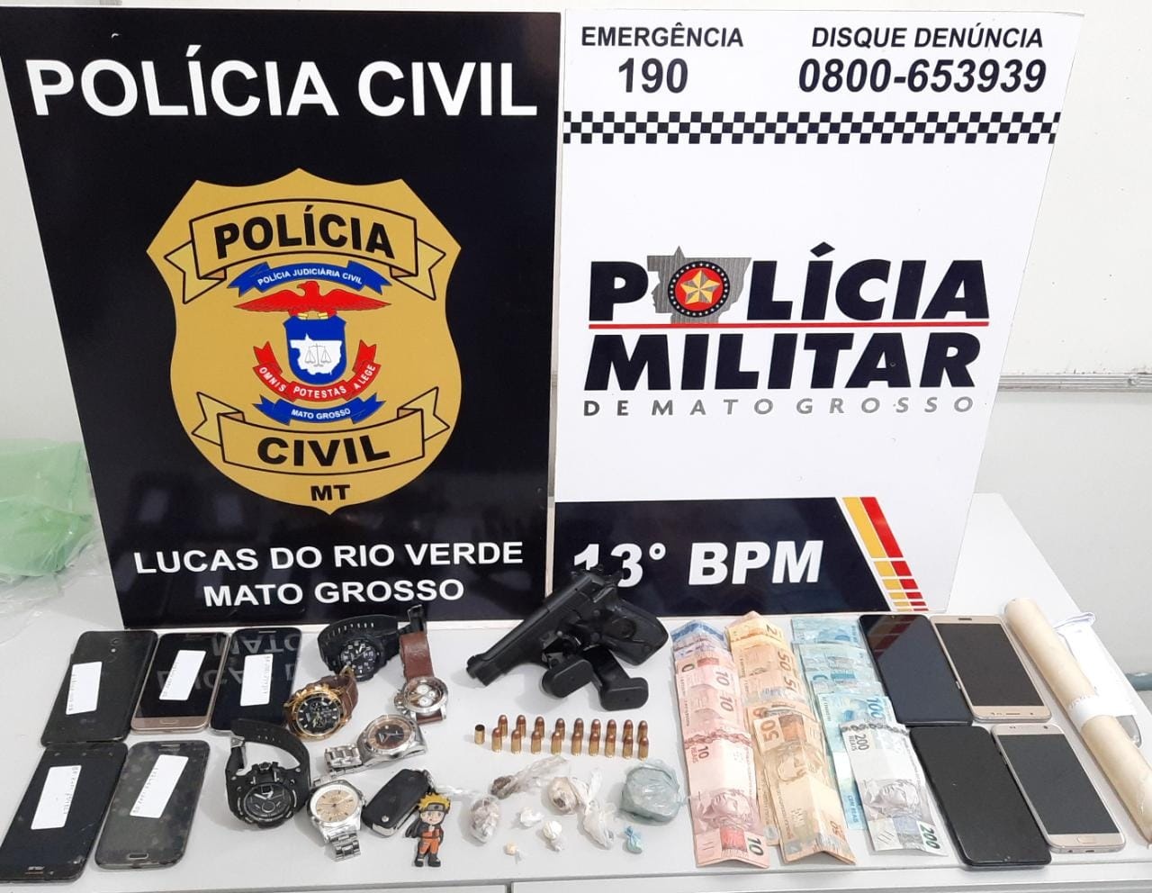 Operação integrada prende quatro pessoas e apreende arma e drogas em Lucas do Rio Verde