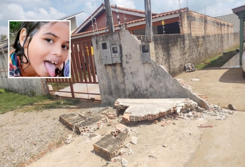 Menina de sete anos morre após ser atingida por destroços de muro derrubado pelo padrasto