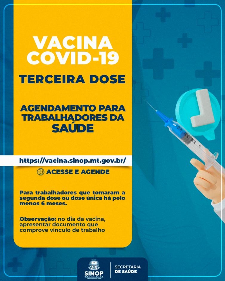 Prefeitura abre agendamento para trabalhadores da saúde receberem 3ª dose