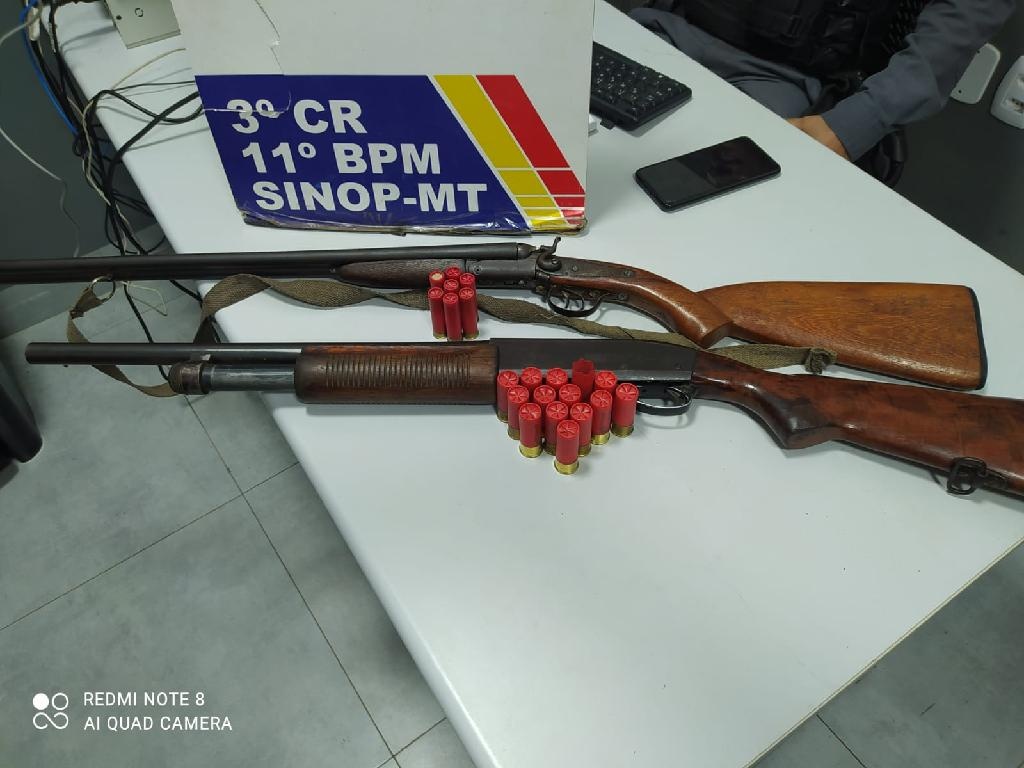 Após denúncia, policiais militares apreendem armas e munições em Sinop