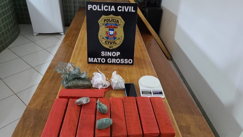 Polícia Civil apreende 9 tabletes de maconha e prende traficante em flagrante em Sinop
