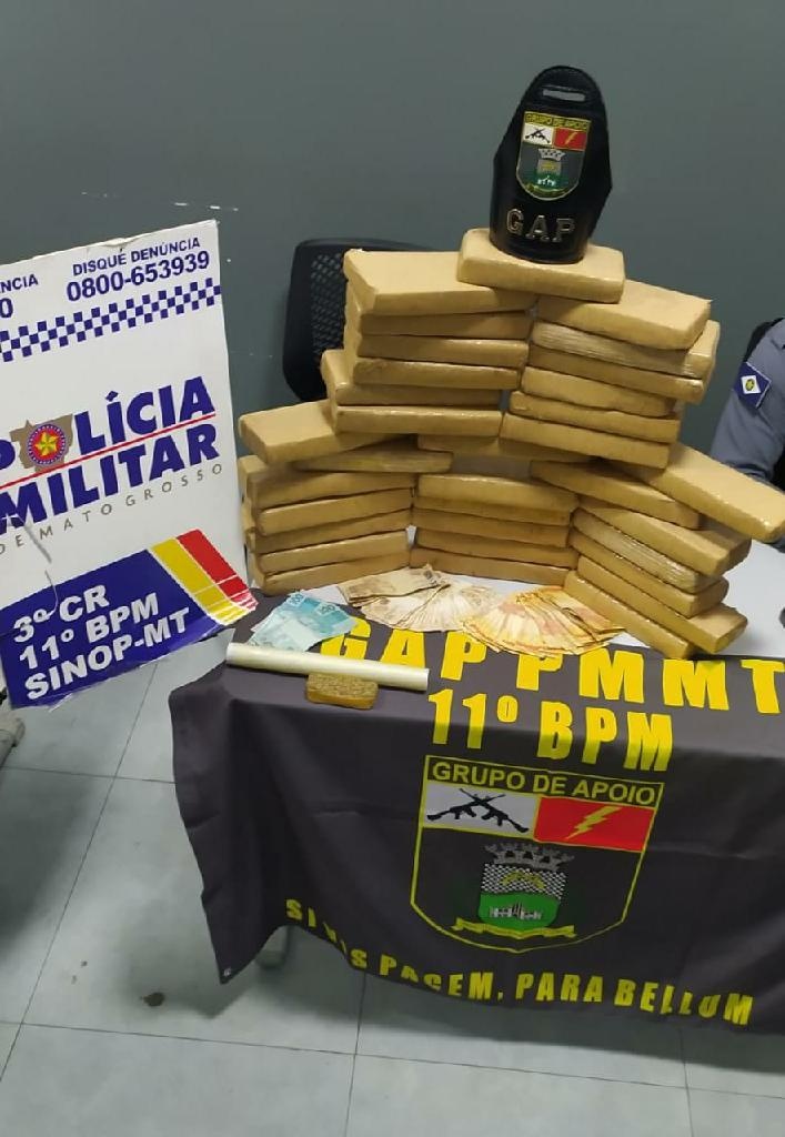 Sinop: Homem é preso com 33 tabletes de maconha e R$ 2, 9 mil em dinheiro