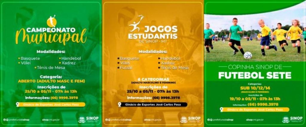 Prefeitura de Sinop abre inscrições para três competições esportivas nessa segunda