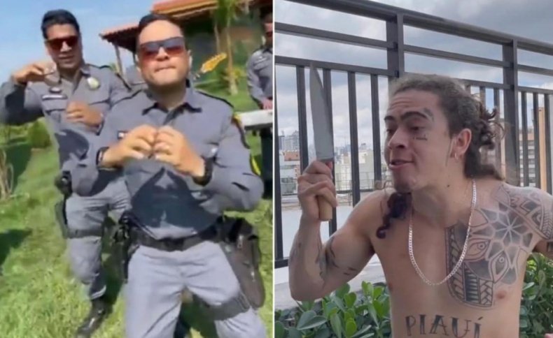 Banda da PM do Mato Grosso aparece em vídeo de Whindersson Nunes