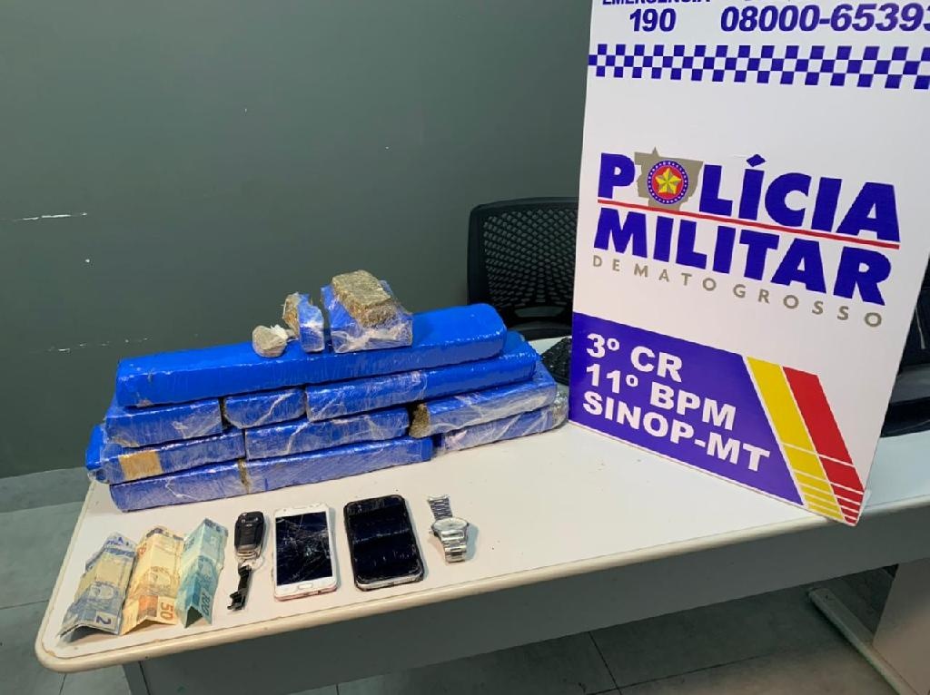 Sinop: PM prende dois homens com 10 kg de maconha