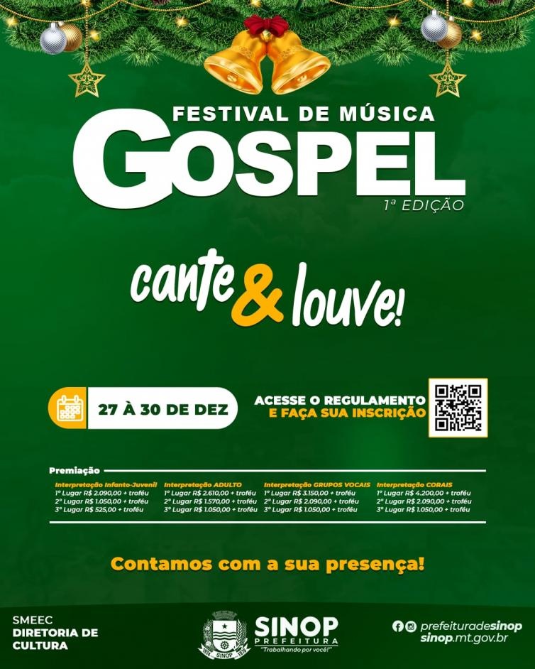Abertas inscrições para o 1º Festival de Música Gospel de Sinop
