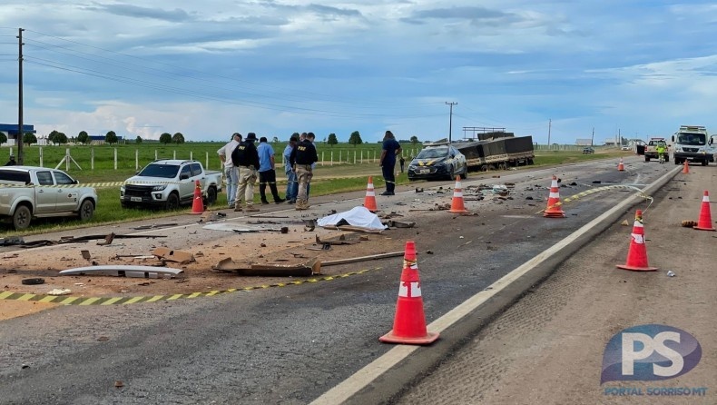 Sorriso: um morre e três ficam feridos na BR-163 após batida entre veículos de carga