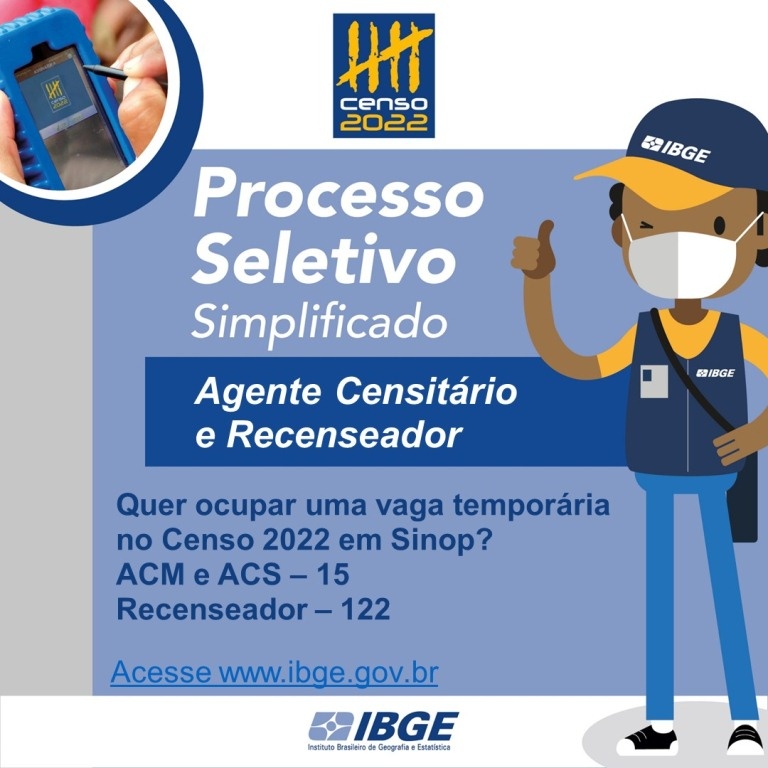 Seletivo do IBGE para trabalhar no censo 2022 encerra no final desse mês