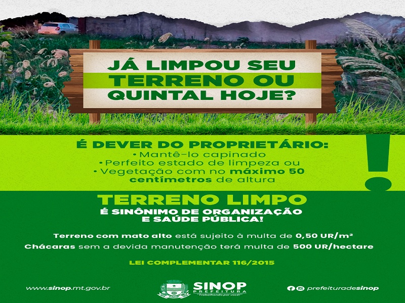 Secretaria orienta proprietários sobre limpeza de terrenos