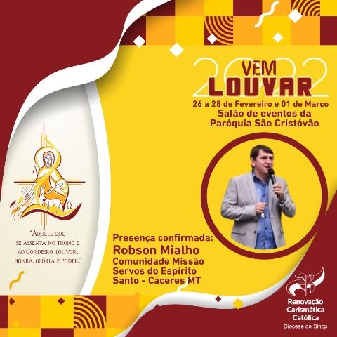 Sinop: Igreja Católica realiza no próximo fim de semana o 'Vem Louvar'