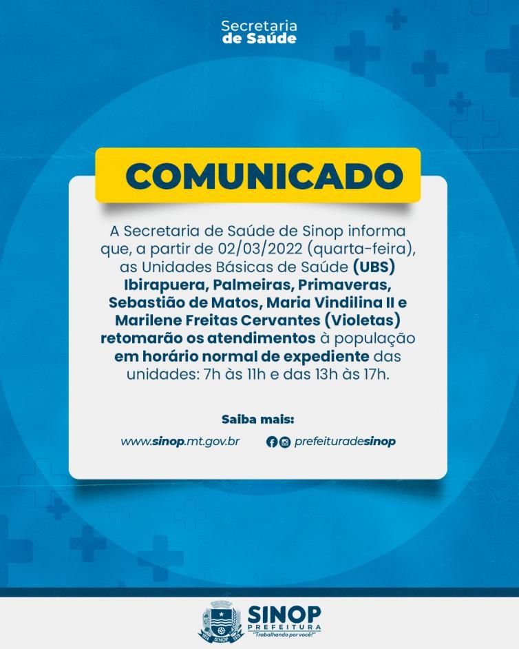 Unidades de saúde retomam atendimentos em horário normal