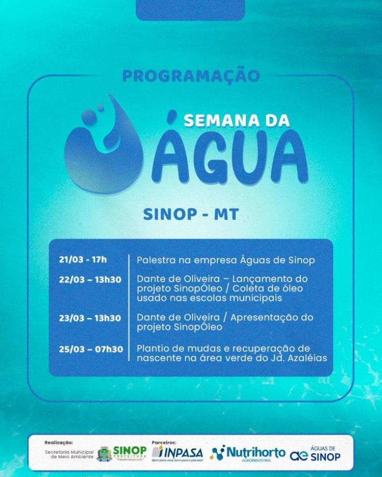 Semana da Água começa hoje; programação terá palestras, lançamentos de projetos e plantio de árvores