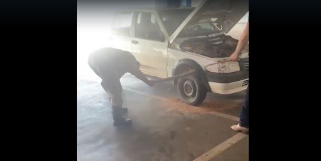 Motorista leva susto ao encontrar jiboia dentro do carro na Havan