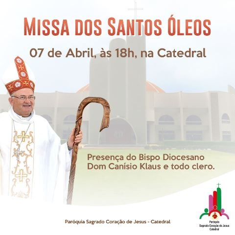 Catedral realiza Missa dos Santos Óleos na próxima quinta-feira