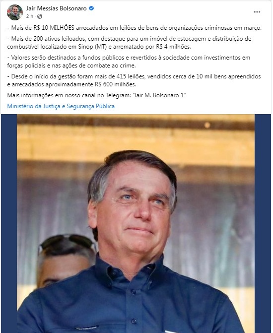 Bolsonaro cita imóvel de Sinop leiloado pela justiça