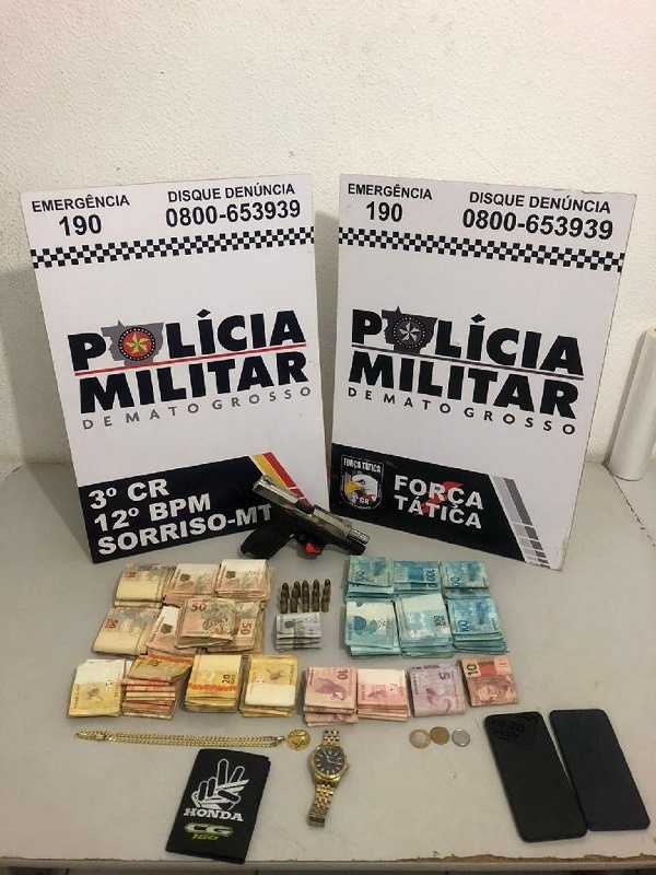 Dupla é presa com arma de fogo e R$ 37 mil em dinheiro de tráfico de drogas
