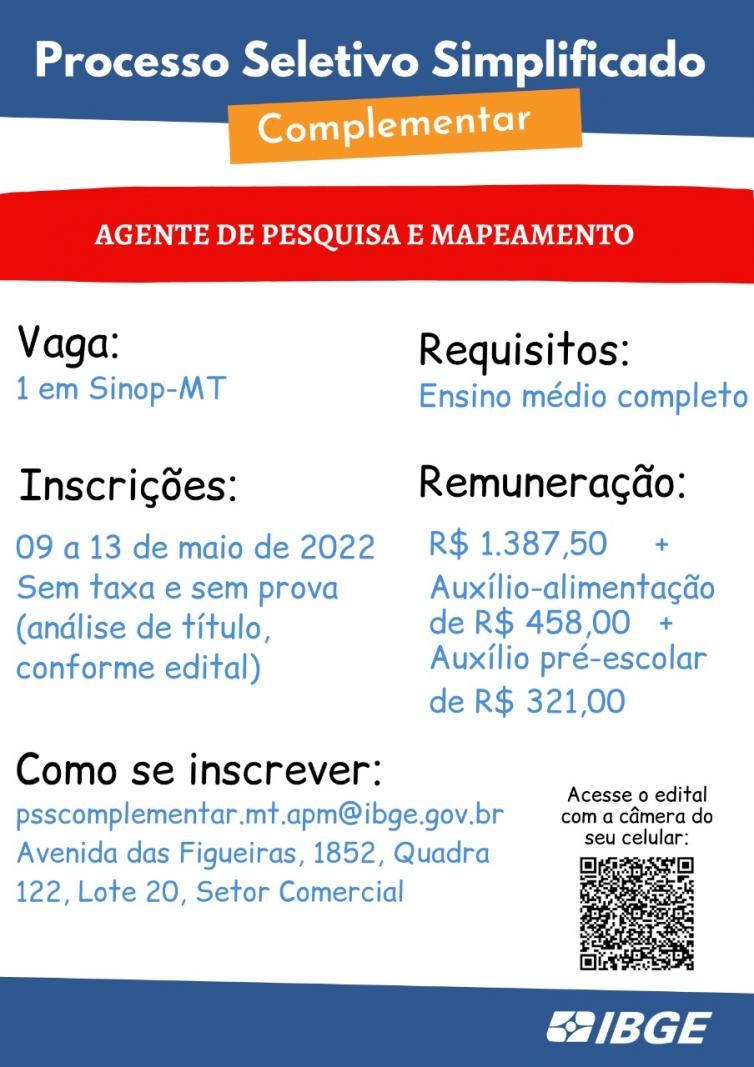IBGE oferece vagas de trabalho em Sinop e Barra do Bugres