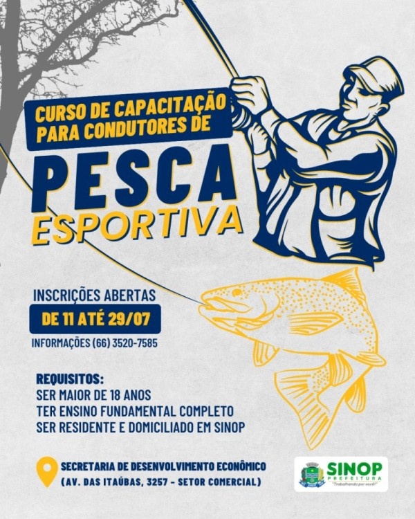 Prefeitura oferece curso gratuito para condutor de turismo de pesca