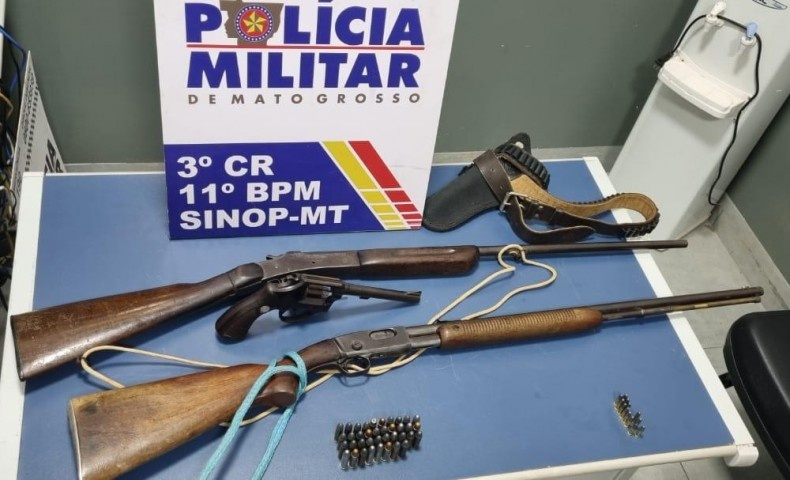 Homem é preso com três armas de fogo e munições em Sinop