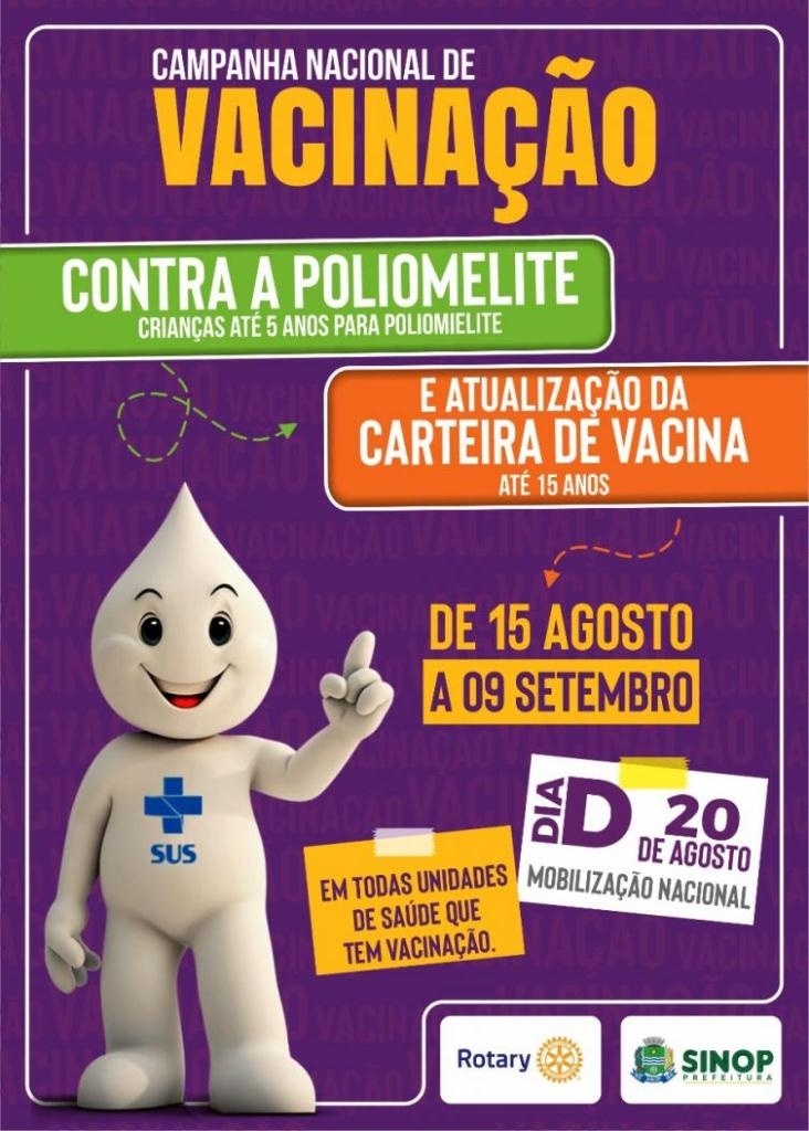 Saúde abre 15 unidades para dia “D” contra poliomielite e multivacinação no sábado