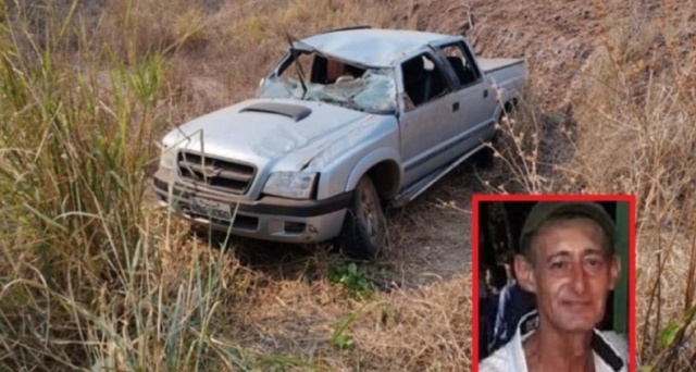 Motorista capota caminhonete e morre ao ser arremessado de veículo