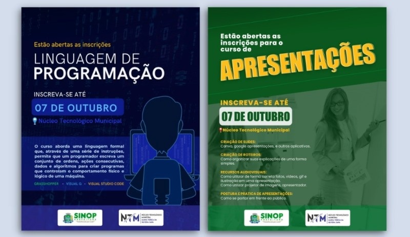 Núcleo Tecnológico municipal abre vagas para cursos de programação e apresentação