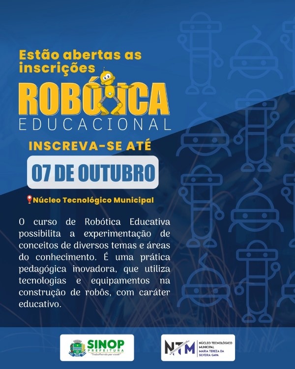 Prefeitura abre novas turmas para o Curso de Robótica Educativa