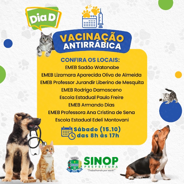 Secretaria faz sábado dia D para vacinação antirrábica e cãominhada