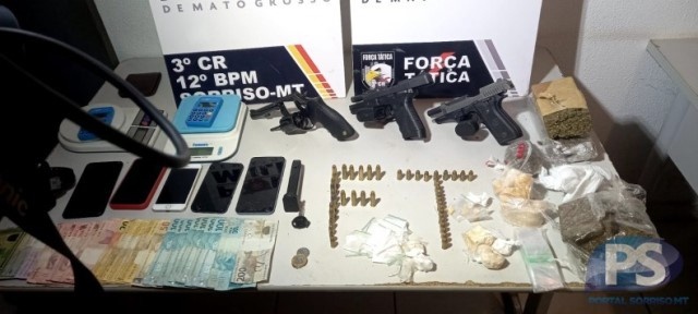 Seis pessoas são presas e armas de fogo e entorpecentes são apreendidos