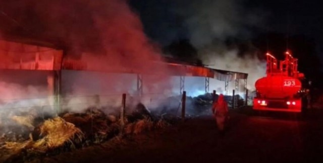 Incêndio destrói depósito de feno em Sinop