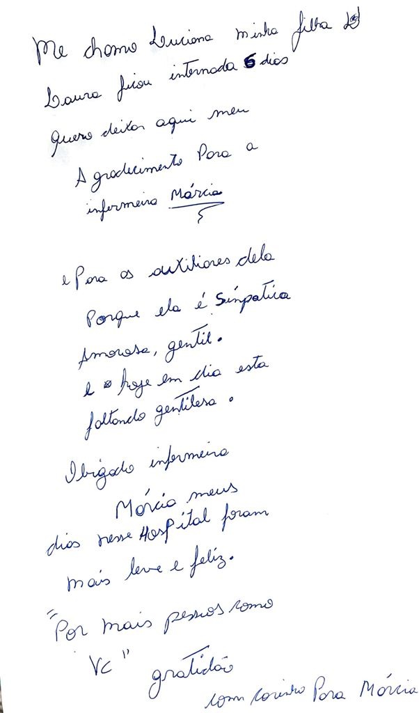Mãe escreve carta e faz homenagem à equipe da UPA Sinop, após filha ganhar alta