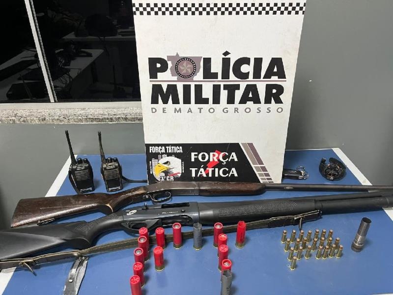 Força Tática prende três pessoas e apreende espingardas após roubo em fazenda de Sinop
