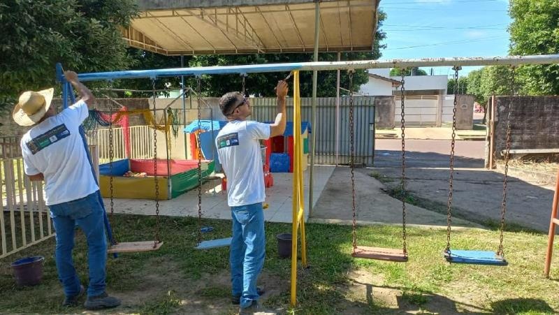 Reeducandos fazem manutenção e limpeza de escolas públicas em Sinop