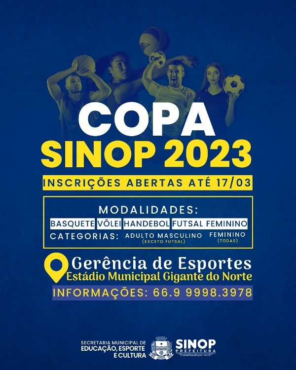 Inscrições para Copa Sinop 2023 seguem até essa sexta-feira em 6 modalidades