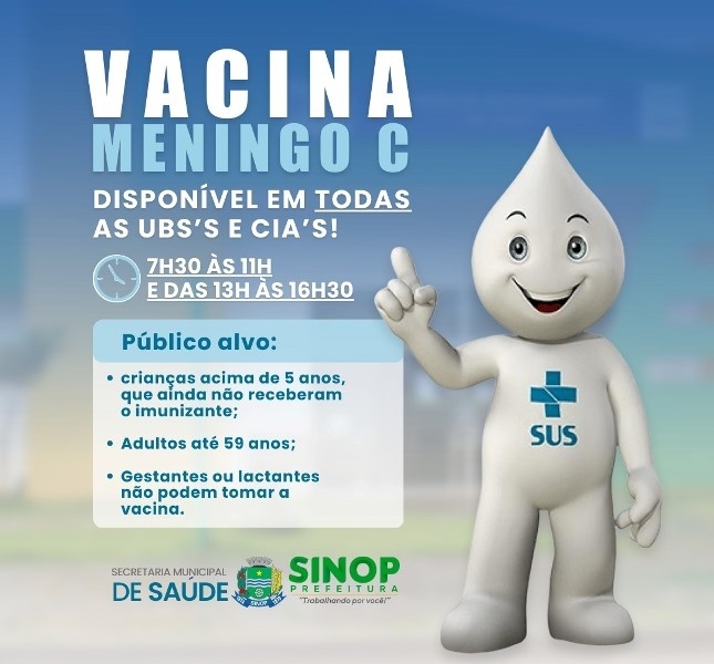 Vacina contra meningite para crianças e adultos está disponível em todas as UBS's e CIA's: confira horários