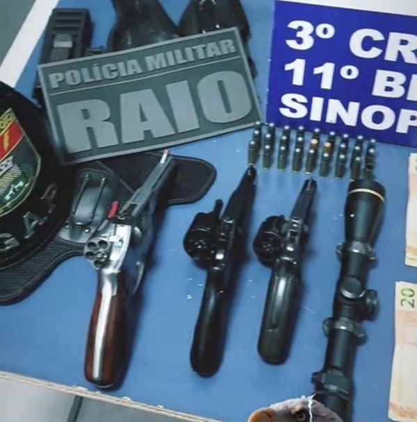 PM apreende três armas e droga em residência em Sinop