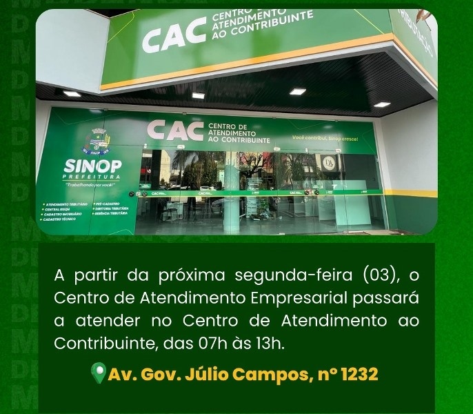 Prefeitura comunica mudanças de endereços do Centro de Atendimento Empresarial e INCRA: confira