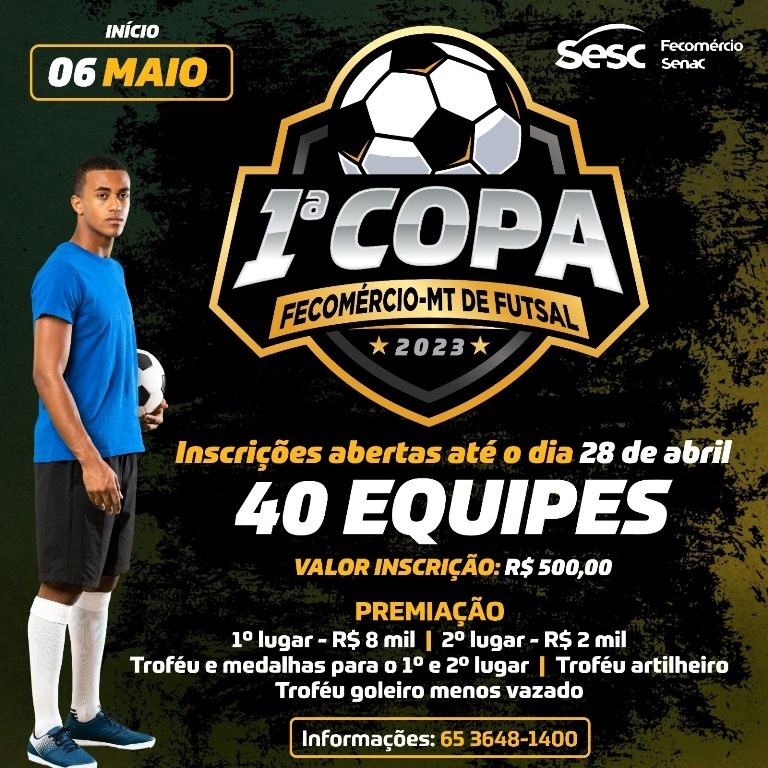 Inscrições abertas para a ‘1ª Copa Fecomércio-MT de Futsal’
