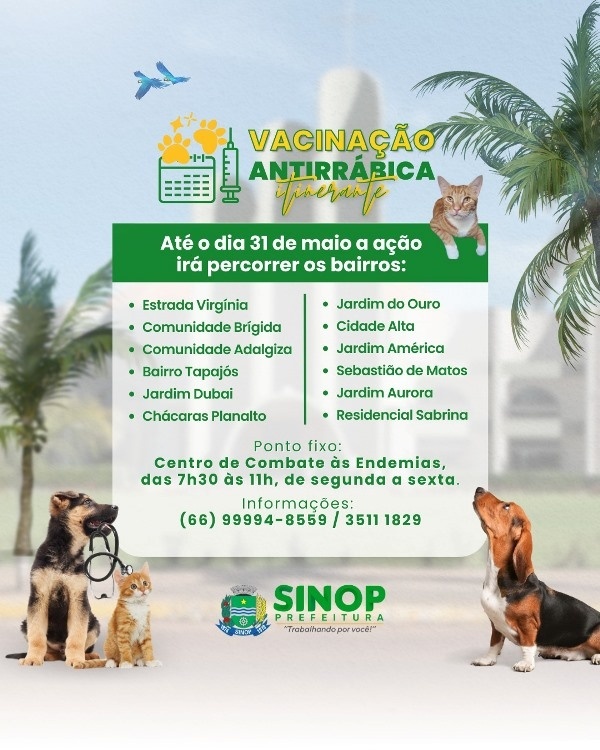 Vacinação antirrábica itinerante segue neste mês de maio: saiba os locais
