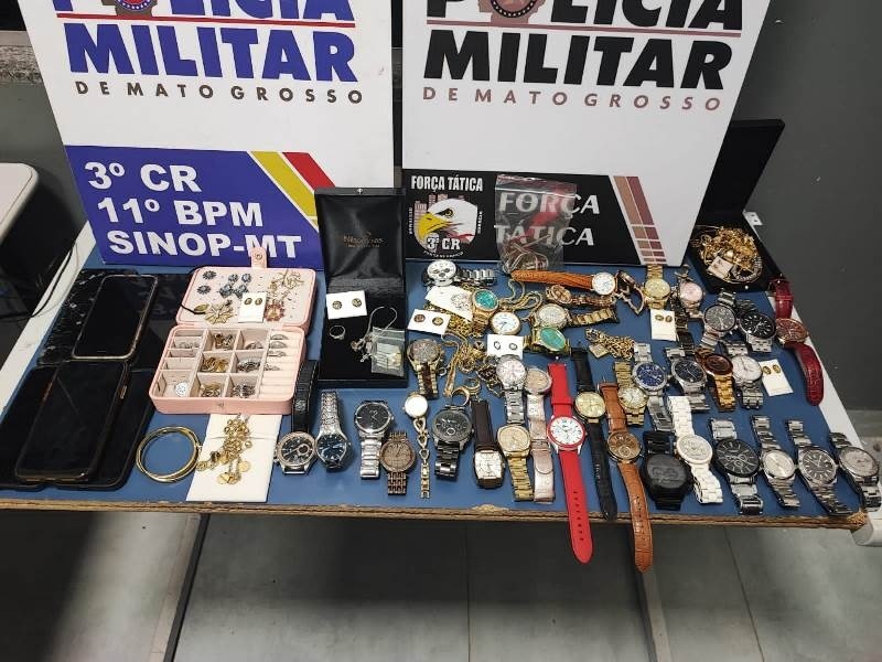 Cinco pessoas são presas por roubo e PM recupera R$ 700 mil em joias e relógios em Sinop