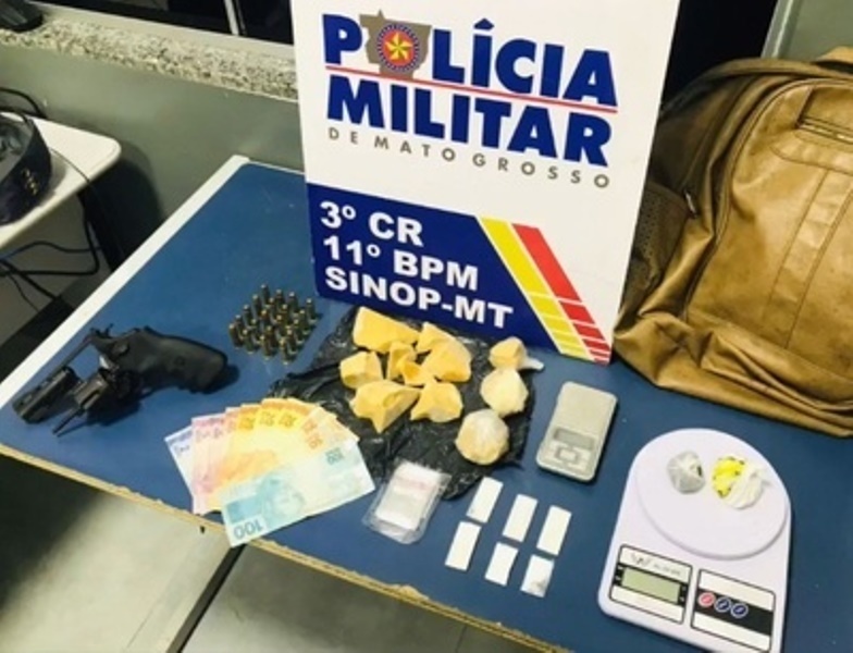 Arma, drogas e munições são apreendidos pela PM em Sinop