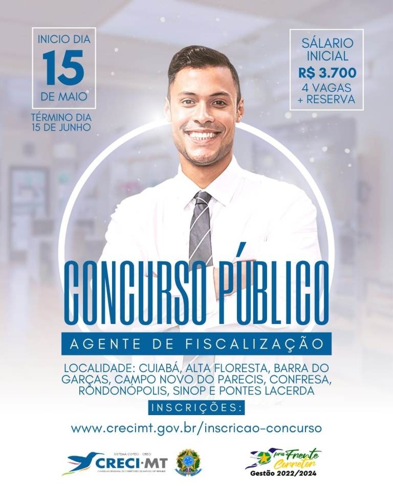 CRECI abre concurso para Agente de Fiscalização em MT