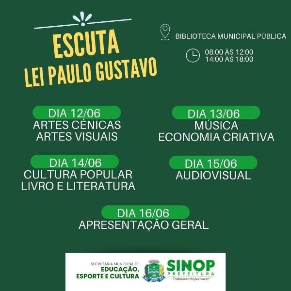 Prefeitura promove nesta semana escuta pública sobre a Lei Paulo Gustavo de incentivo à cultura