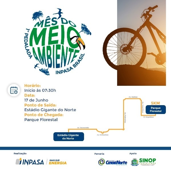 Passeio ciclístico pelo meio ambiente será neste sábado (17) em Sinop; confira a programação