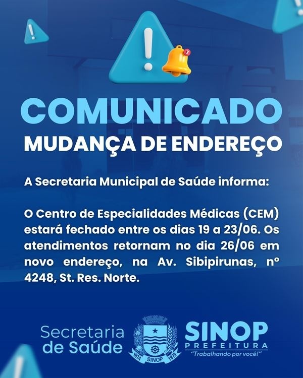 Centro de Especialidades Médicas mudará de endereço na próxima semana