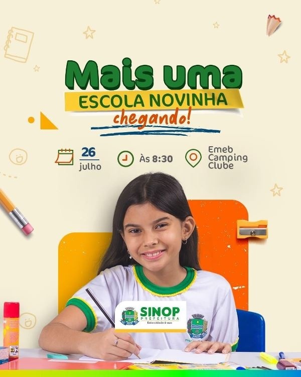 Prefeitura de Sinop inaugura amanhã 2ª escola no Camping Clube