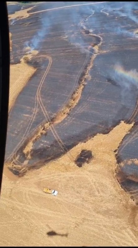 Incêndio atinge lavoura às margens da BR-163 em Sorriso